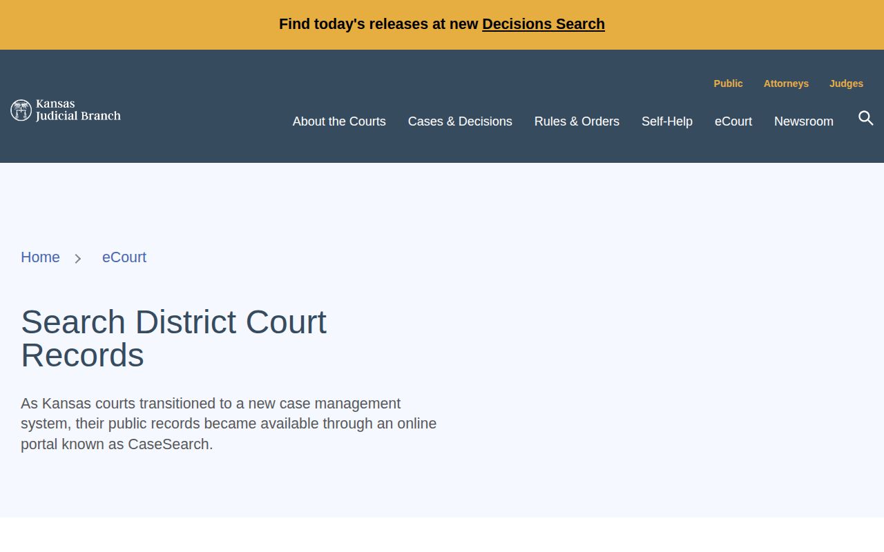 Kansas Courts district court record access guidance